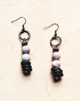 Frosted Aqua Terra and Wood Earrings (220f)