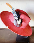 Boho Western Hat w/ Feather Tie Hat Band-Rust 982t