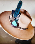 Boho Western Felt Hat w/ Choice of Turquoise Hat Accent-Tan 981d