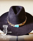 Boho Western Felt Hat w/ Choice of Leather Hat Band w/ Turquoise Slab-Black 980j