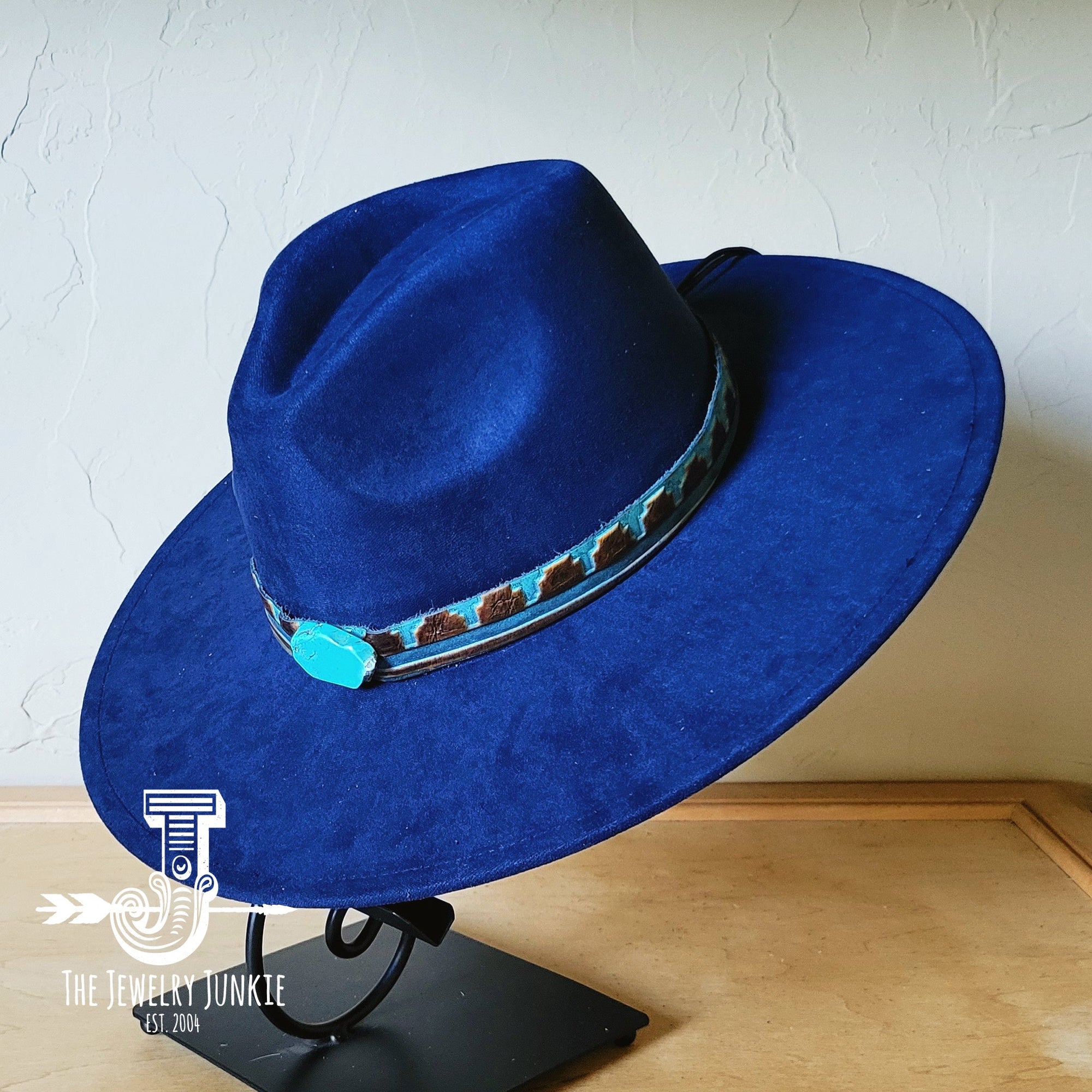 **Boho Western Felt Hat w/ Choice of Hatband- Navy 990a