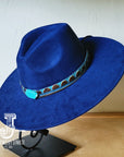 **Boho Western Felt Hat w/ Choice of Hatband- Navy 990a