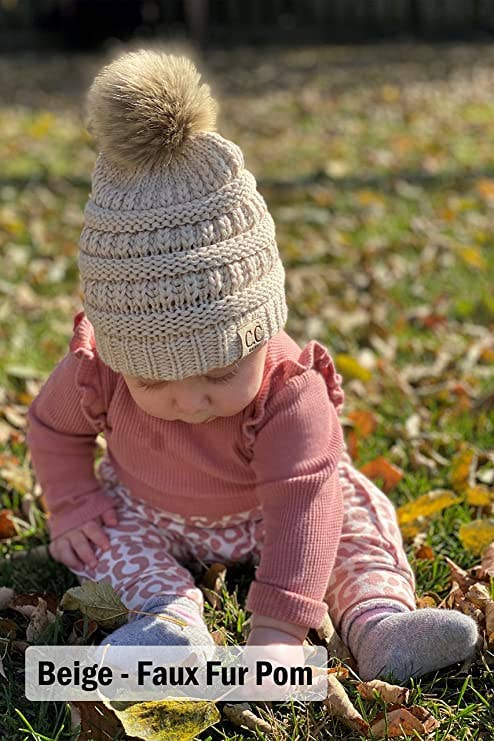 Infant Single Pom Beanie (Candy Pink Leopard)