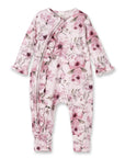 Watercolor Floral Zipper Bamboo Romper - Convertible Cuffs