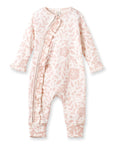 Floral Baby Girl Romper – Soft Cotton Zipper Pink One-Piece