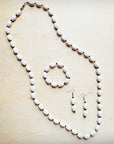 **White Turquoise Melon Beaded Stretch Bracelet 809h