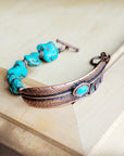 Blue Chunky Turquoise Feather Beaded Bracelet 809m