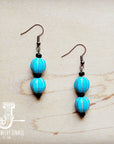 **Blue Turquoise Melon Bead Earrings 220z