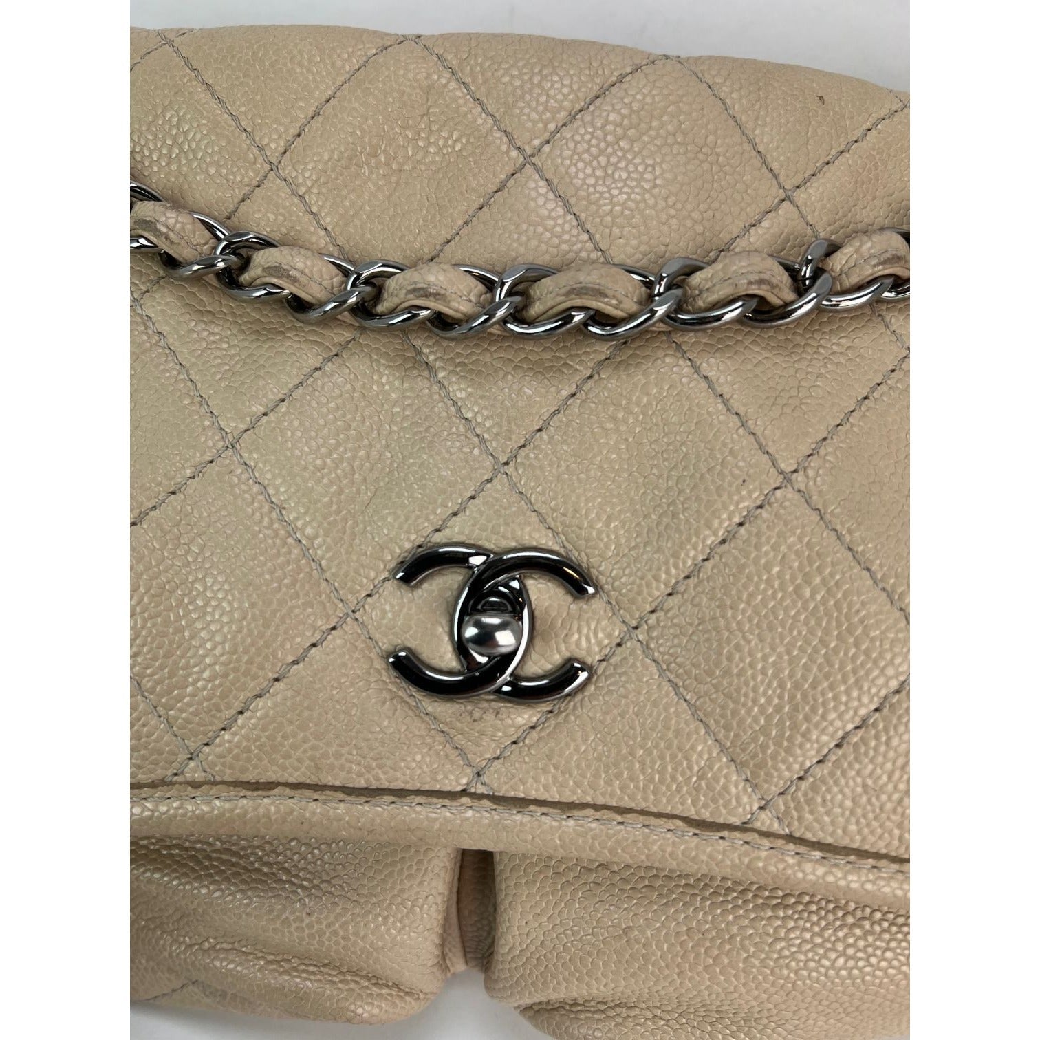 Chanel Grained leather Medium Natural Beauty Beige Flap Bag