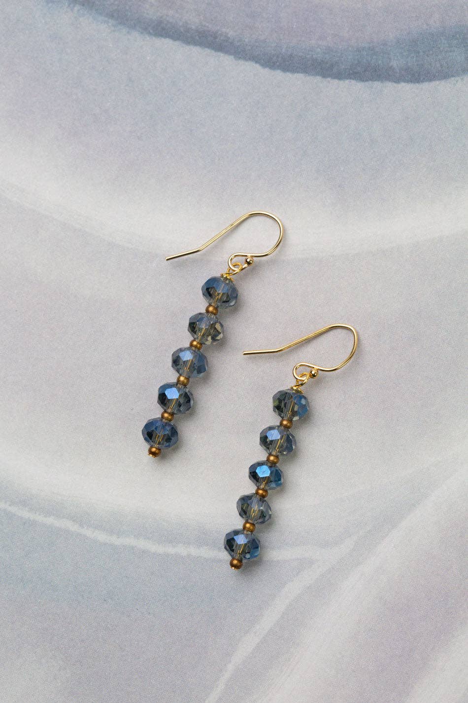 Blue Faceted Crystal Earrings