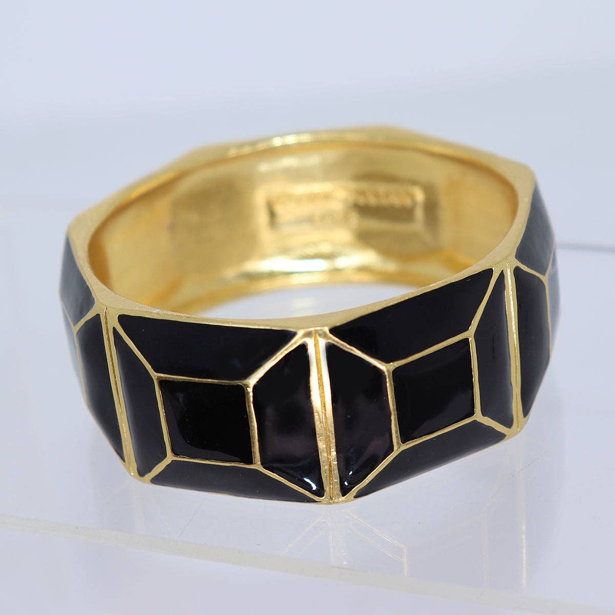 Art Deco Black &amp; Gold Bangle Bracelet