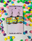Scooby Doo Mystery Machine Painted Wood Dangle Earrings