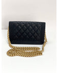 Chanel Caviar Quilted Mini Boy Clutch Wallet on a Chain Black