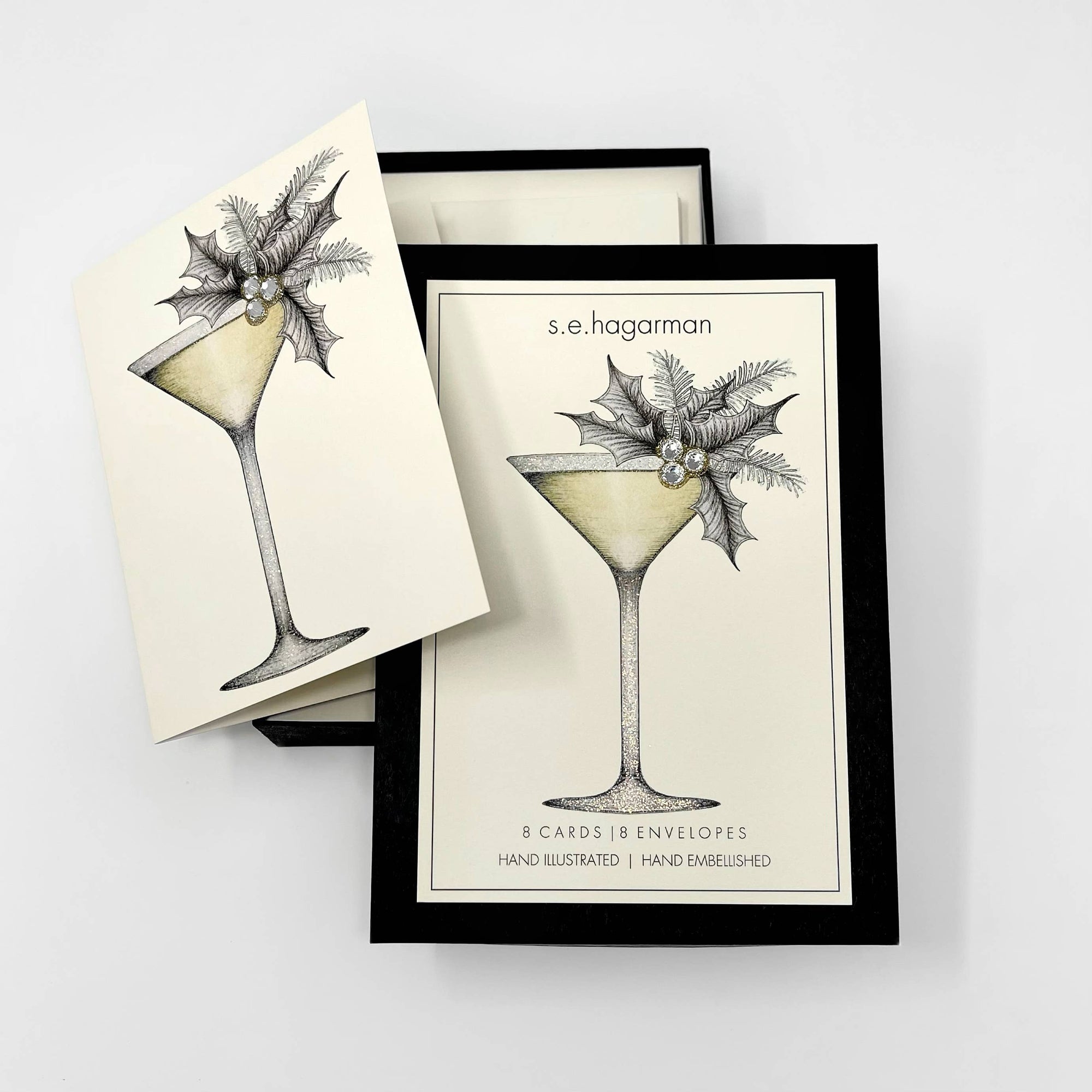 s.e. hagarman Christmas Martini Stationery Set