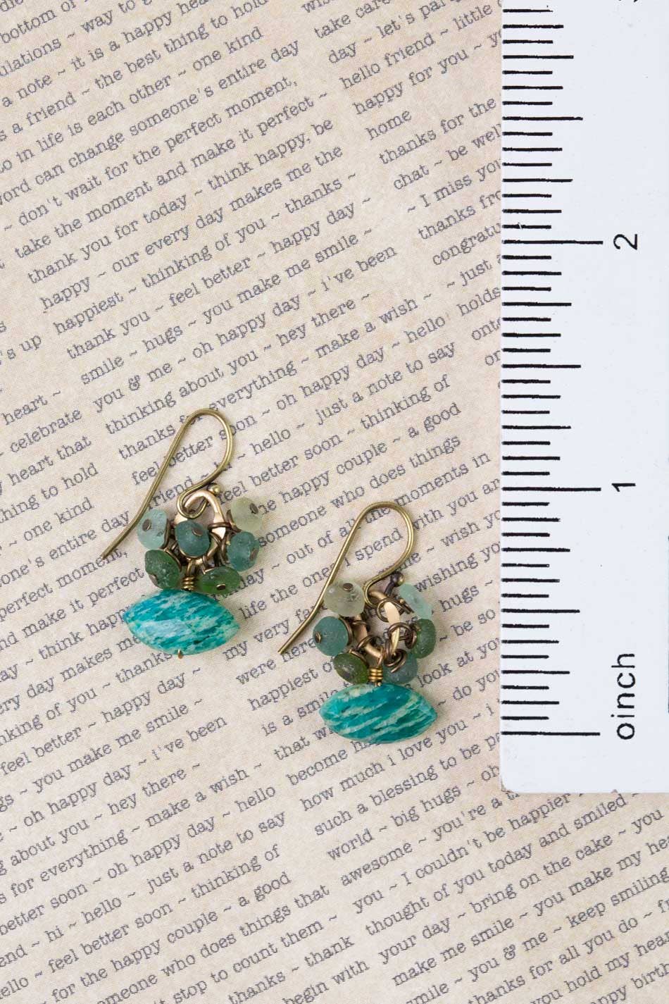 Jasper and Roman Glass Cluster Earrings