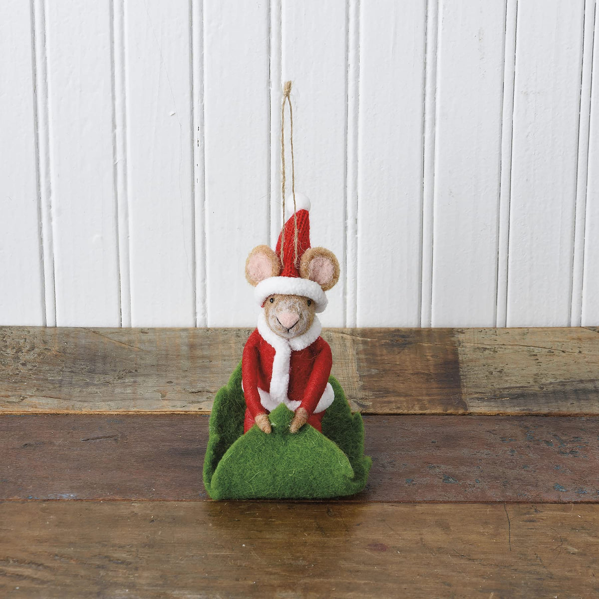 Santa Sled Mouse Critter Ornament