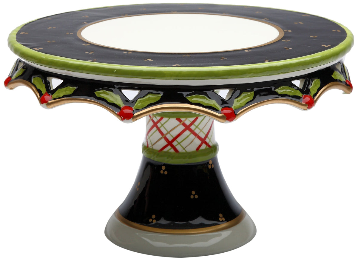 Christmas Holly Ceramic Cake Stand