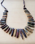 Picasso Jasper Slab Necklace w/ Genuine Leather Ties 261g