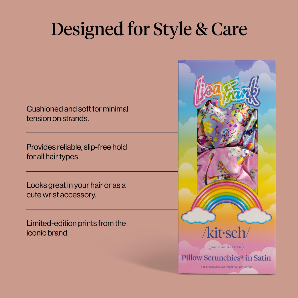 KITSCH Lisa Frank x Kitsch Pillow Satin Scrunchies