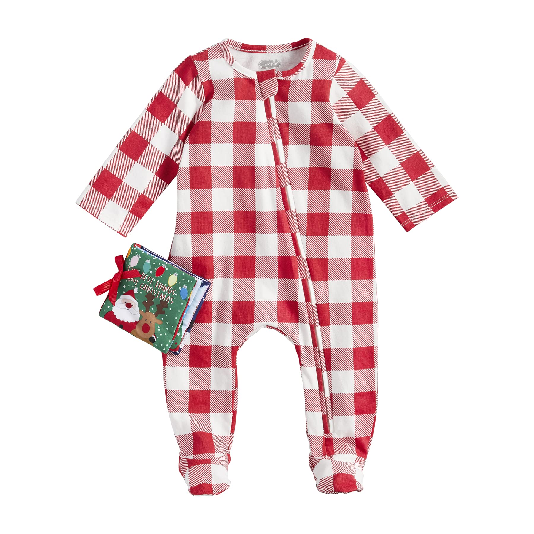 Mud Pie Christmas Footed Sleeper &amp; Soft Book