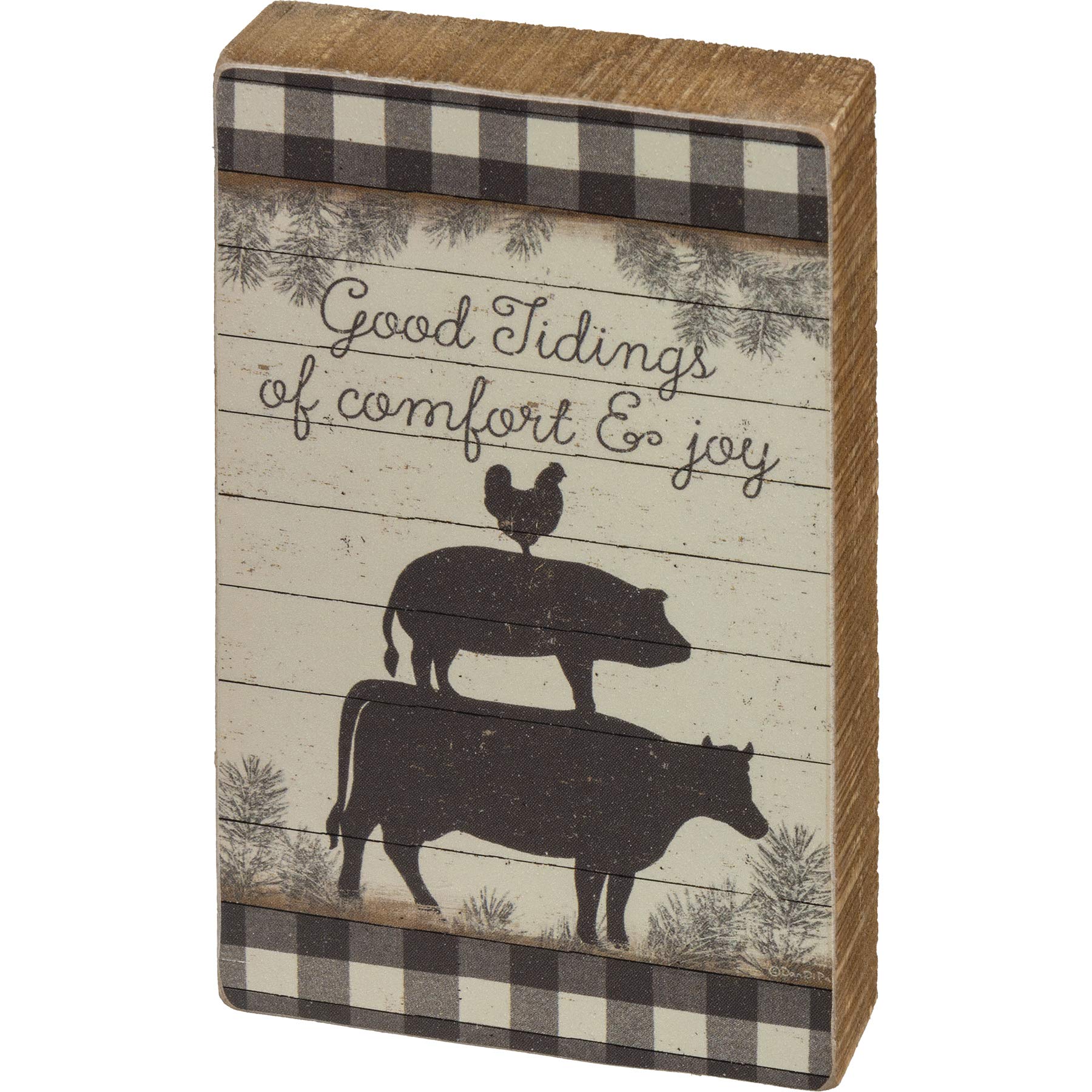 Farm Animal Tidings of Comfort &amp; Joy Block Sign