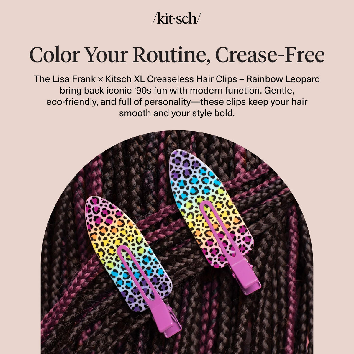 Lisa Frank X KITSCH Xl Rainbow Leopard Creaseless Clips