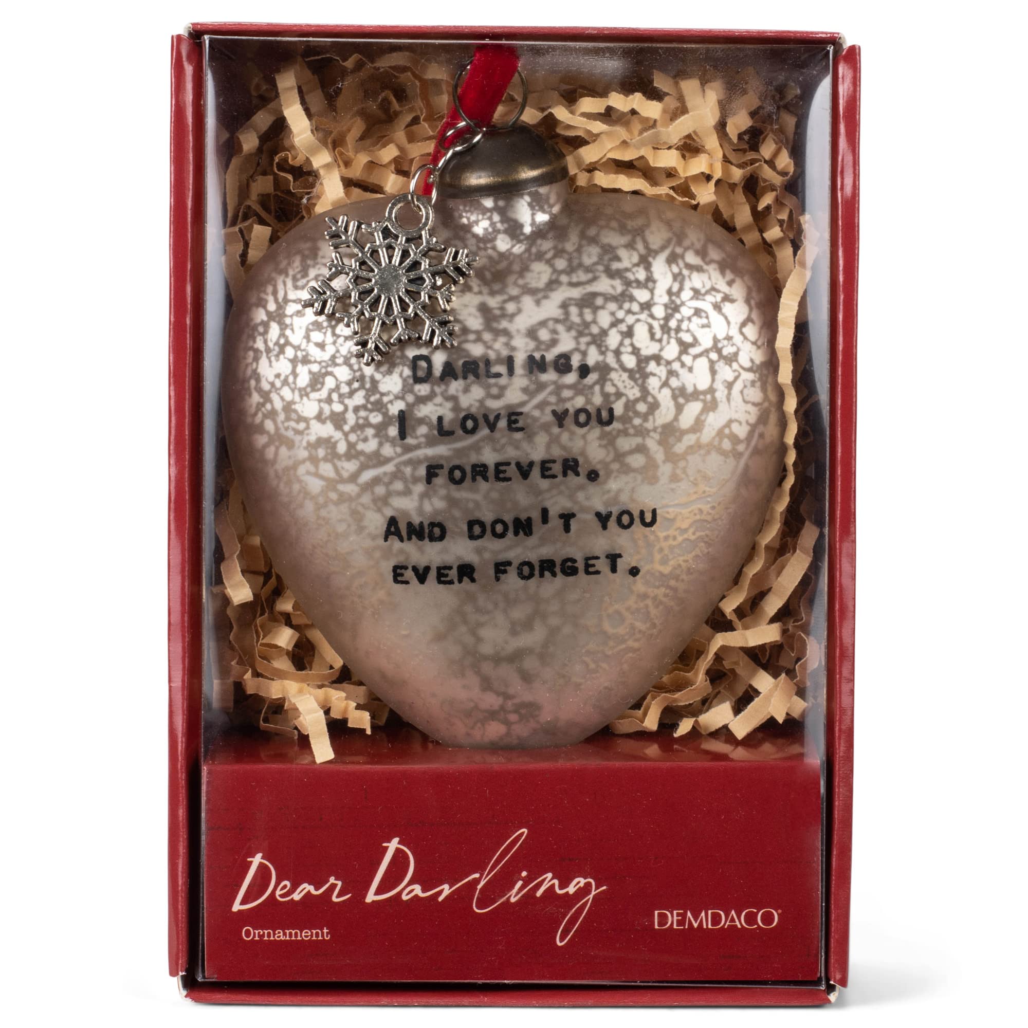 Dear Darling Blown Glass Art Heart Ornament