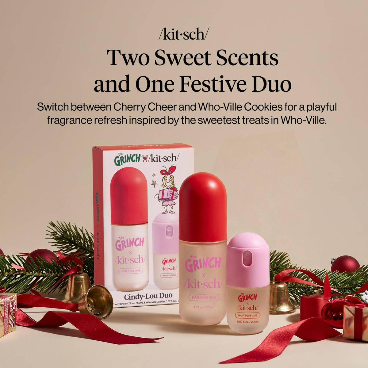Kitsch The Grinch x Cindy-Lou Hair Perfume Duo - Hair Spray &amp; Body Mist