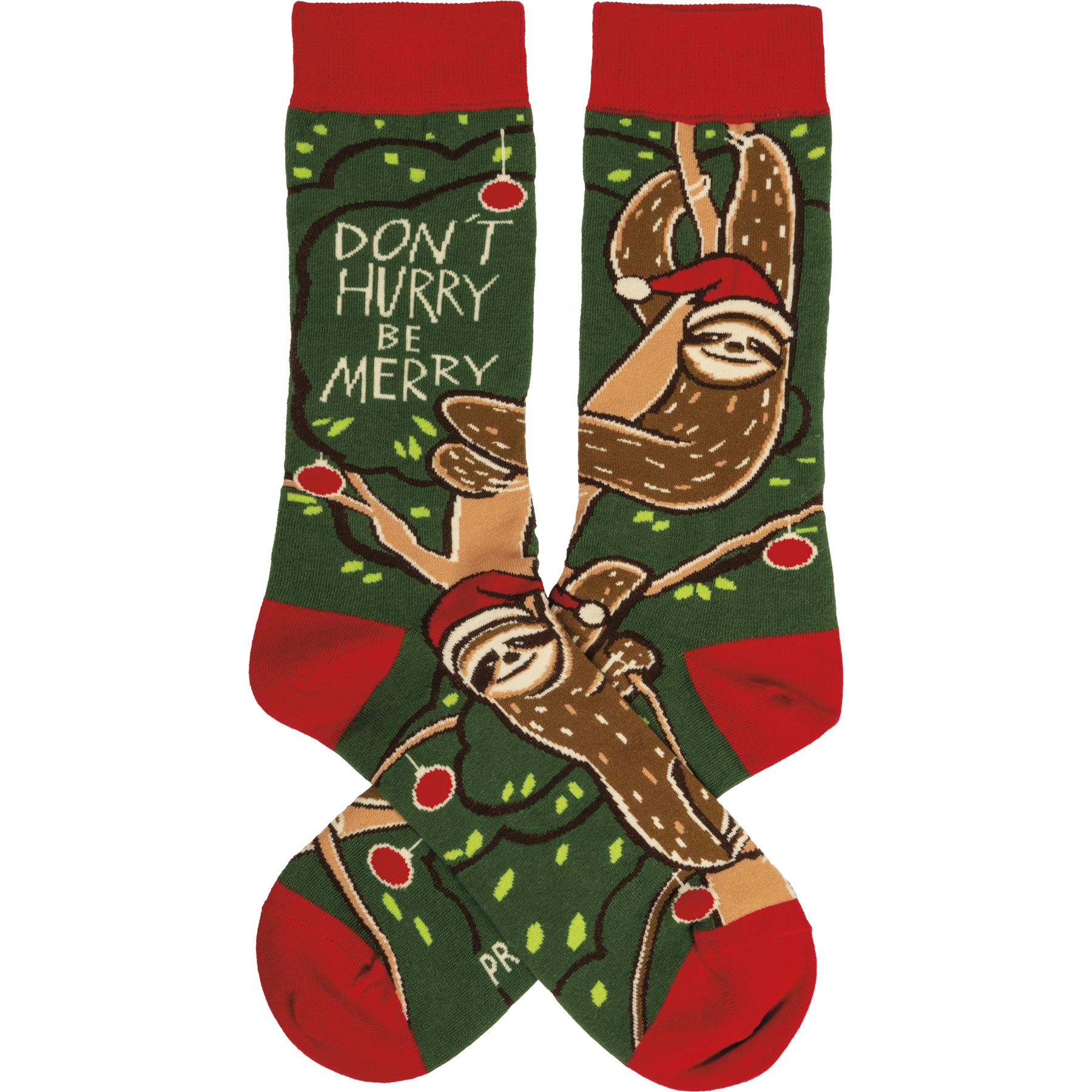 Don't Hurry Be Merry Sloth Socks