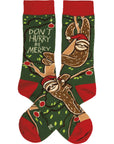 Don't Hurry Be Merry Sloth Socks