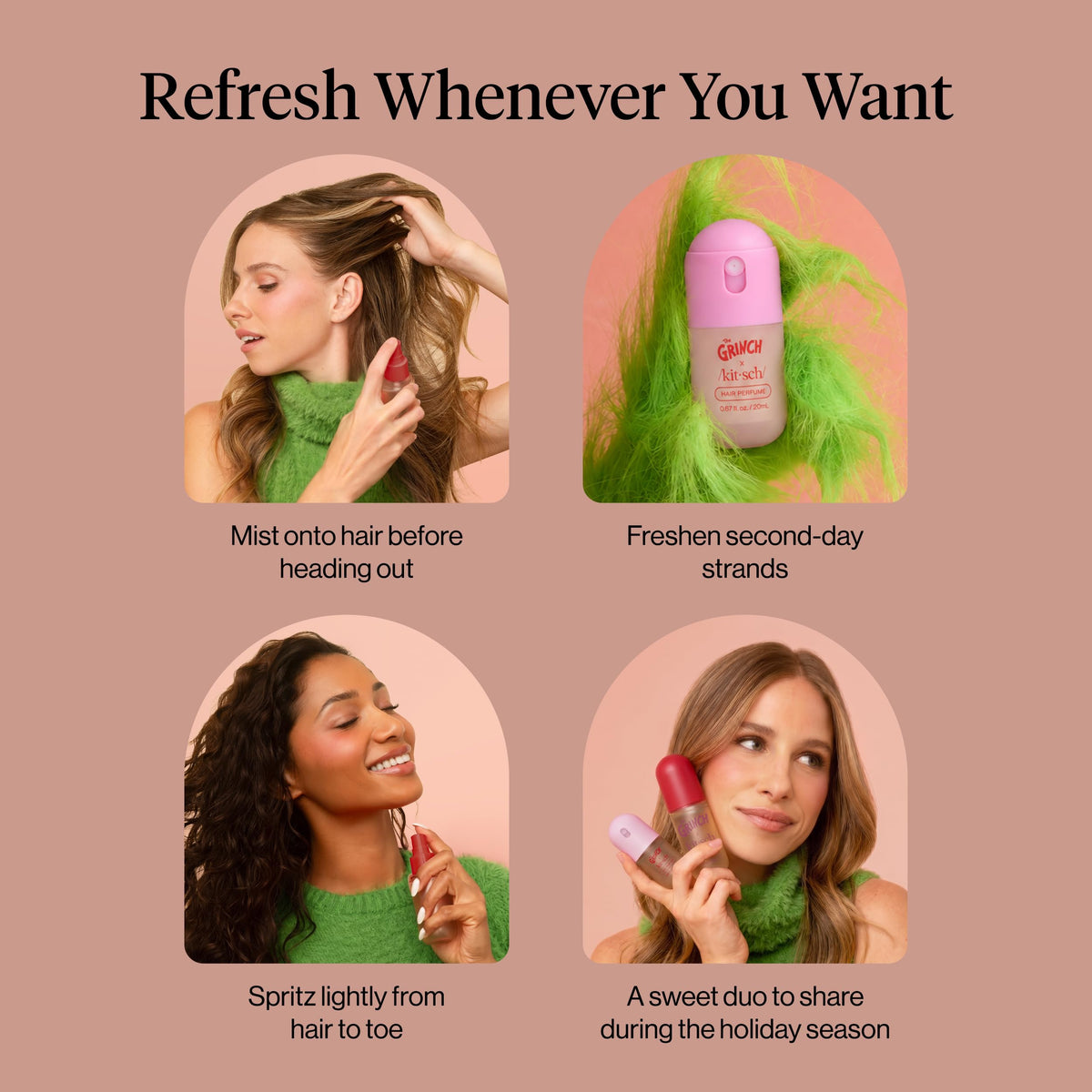 Kitsch The Grinch x Cindy-Lou Hair Perfume Duo - Hair Spray &amp; Body Mist