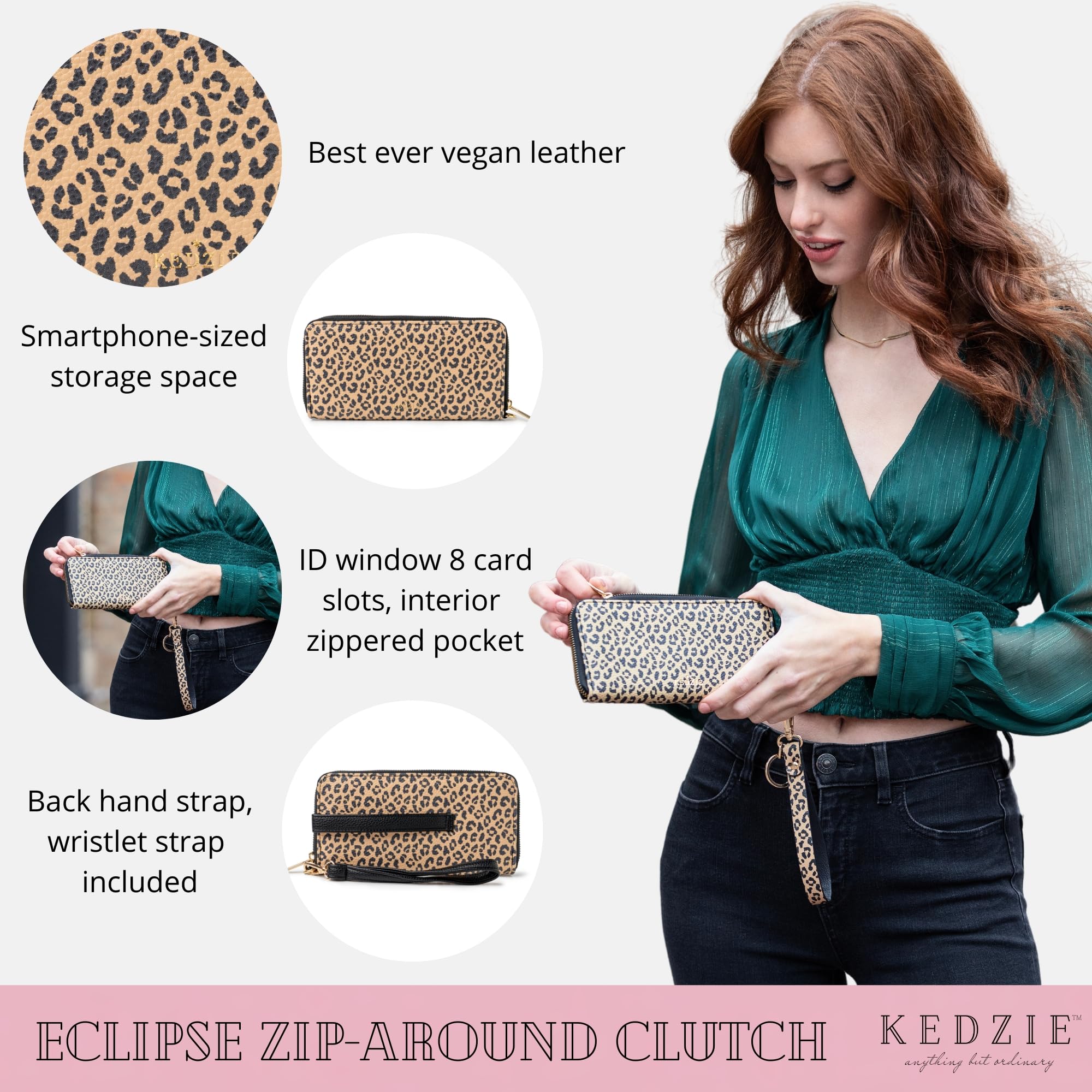 Cheetah Zip Around Clutch