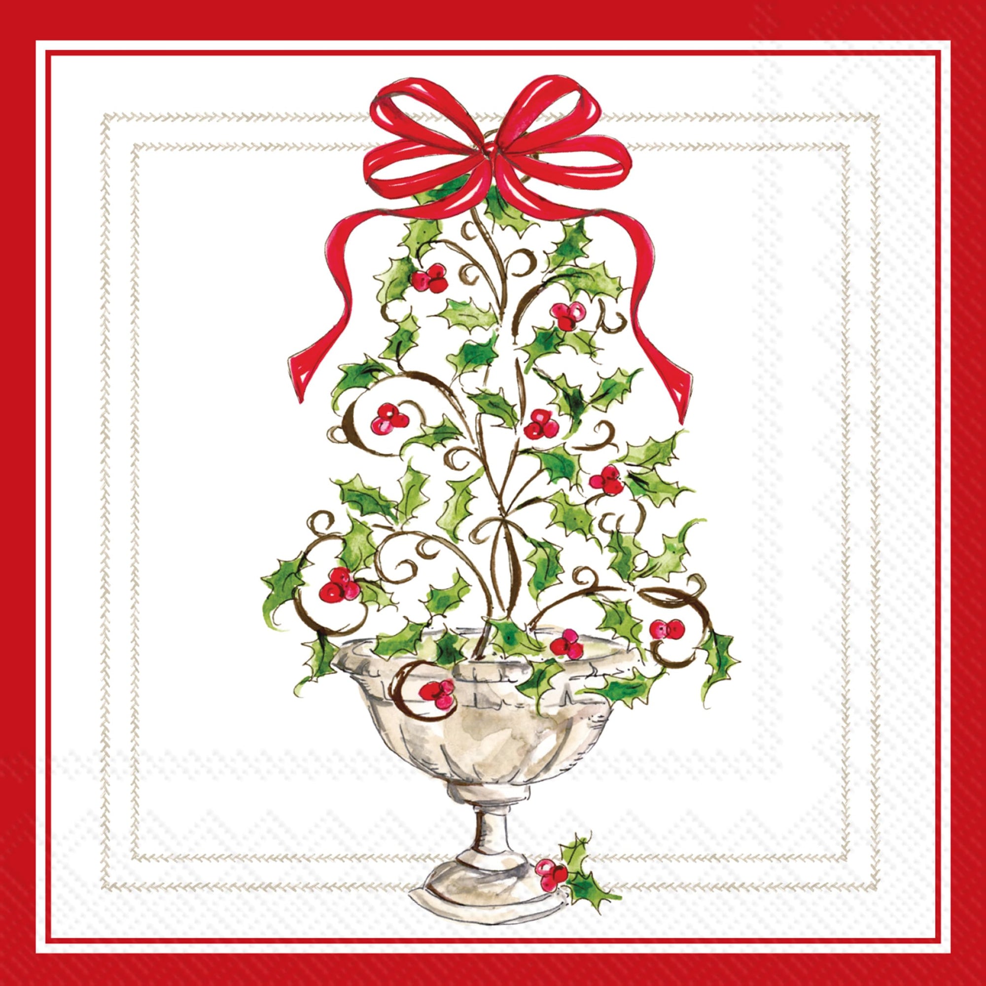 Holly Topiary Cocktail Napkins