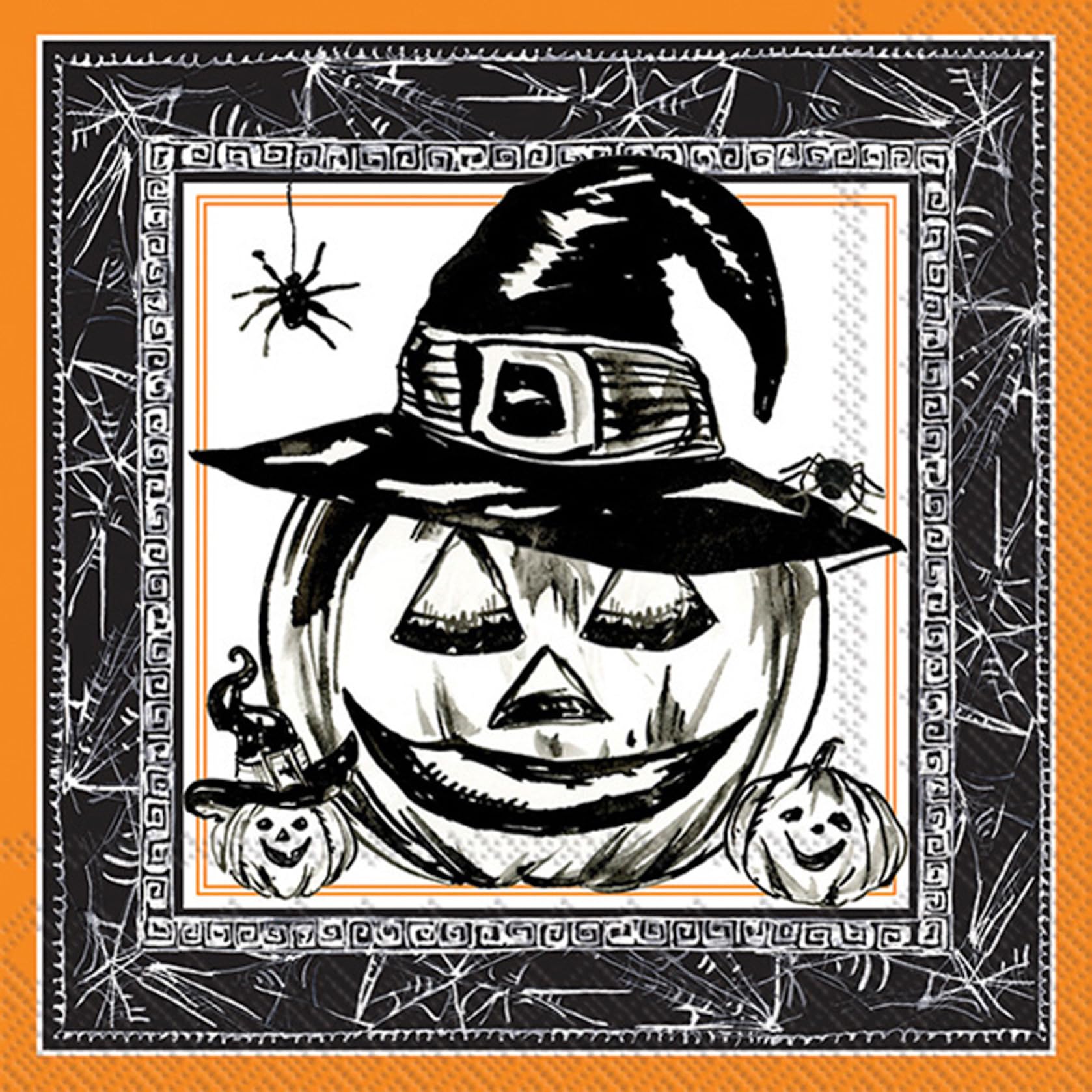 Spooky Jack-O-Lantern Cocktail Napkins
