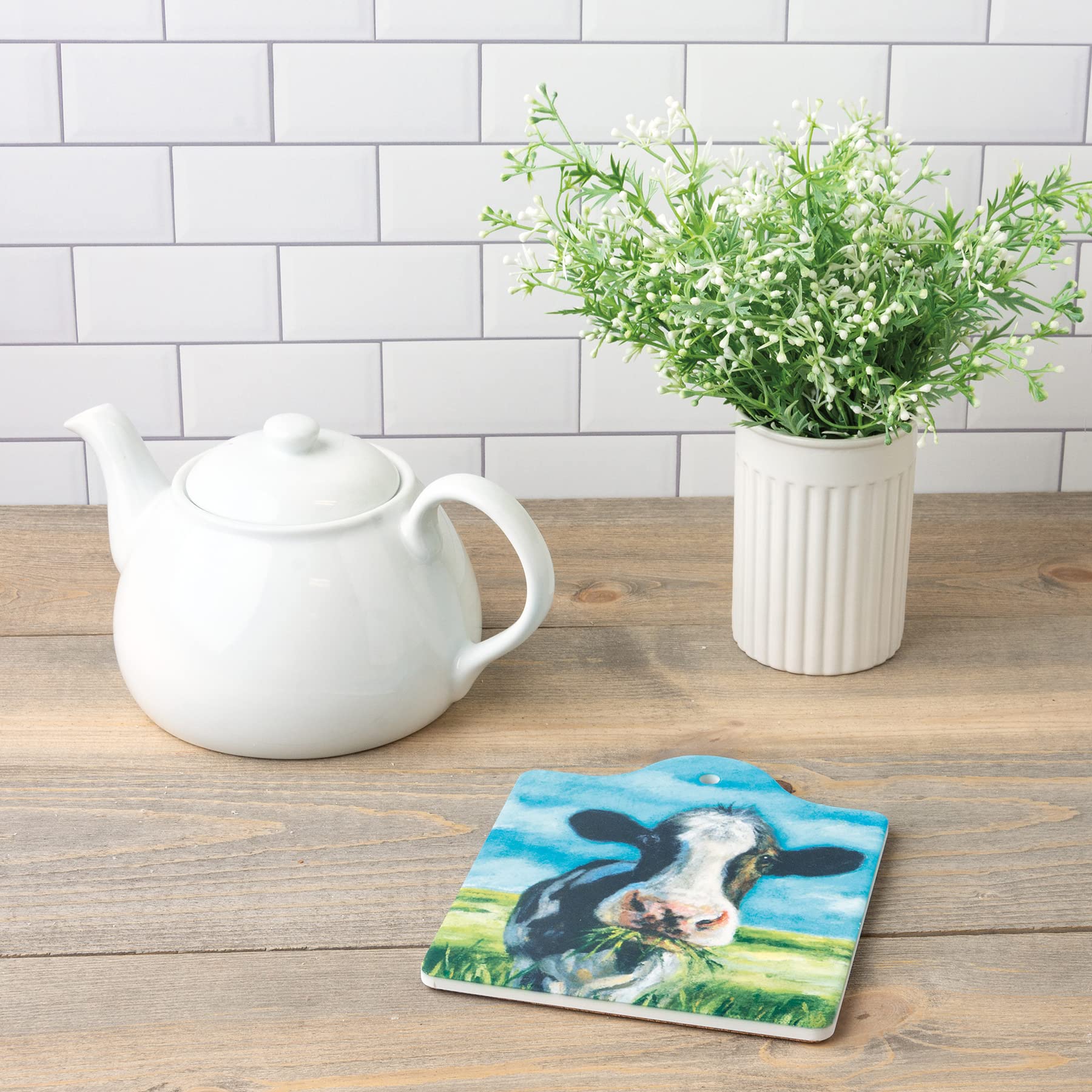 Stoneware Farmhouse Cow Charcuterie Board