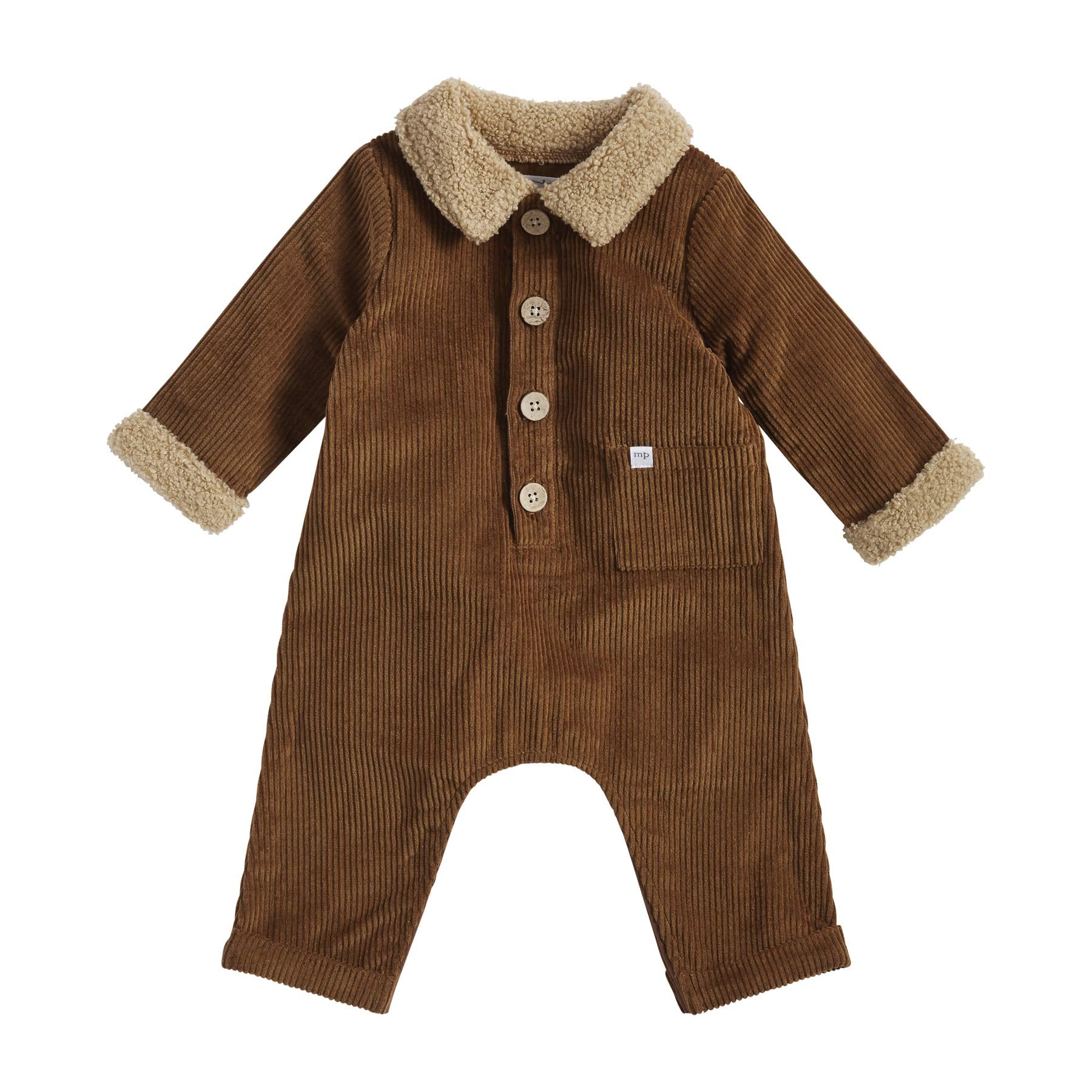 Mud Pie Brown Corduroy Shearling One Piece