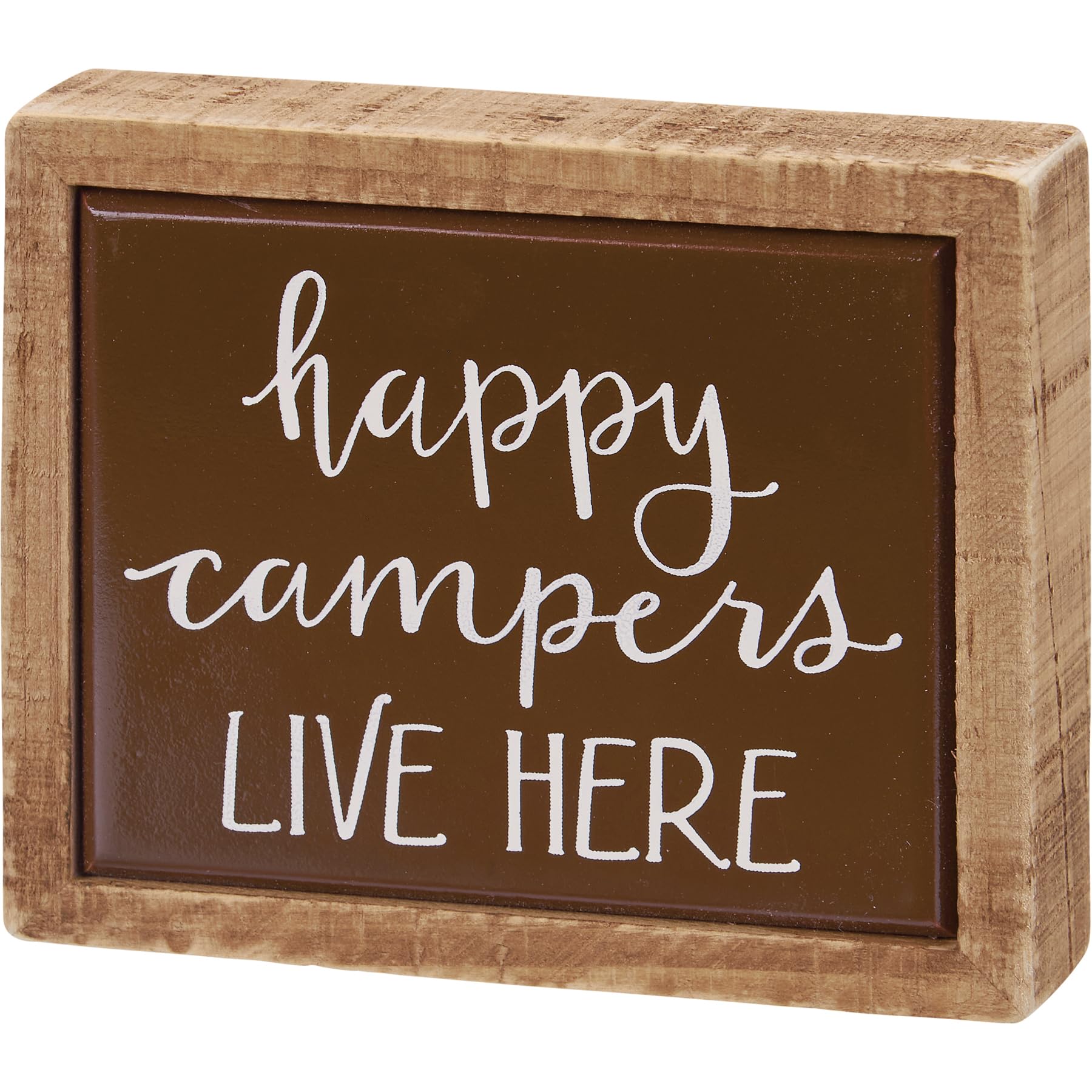 Happy Campers Live Here Block Sign Decor