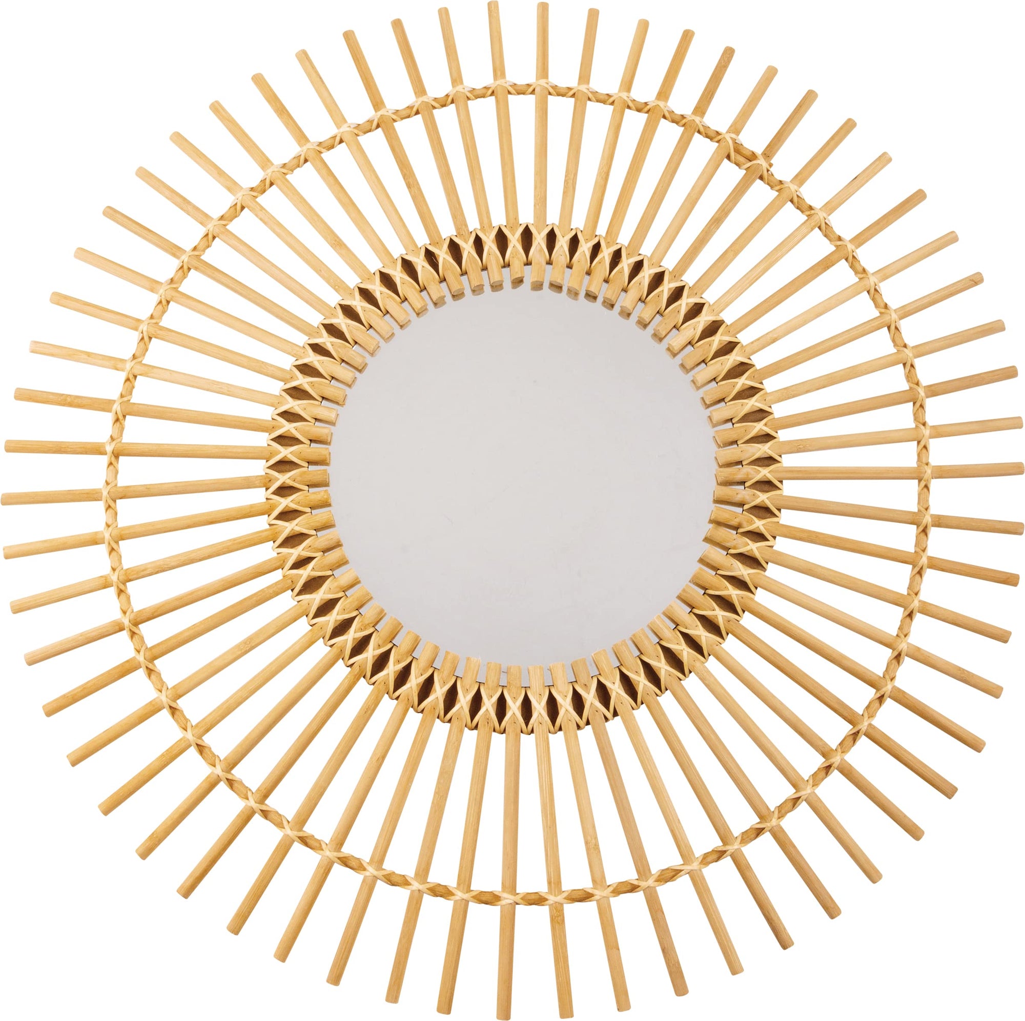 Large Round Rattan Sunburst Decorative Mirror