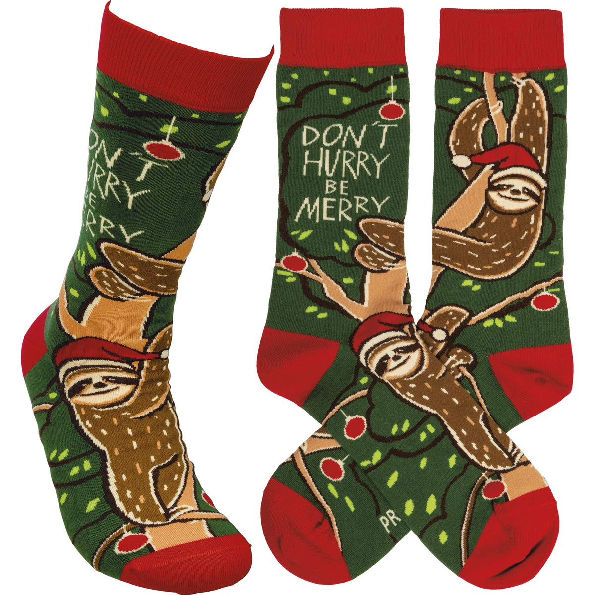 Don't Hurry Be Merry Sloth Socks