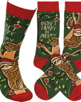 Don't Hurry Be Merry Sloth Socks