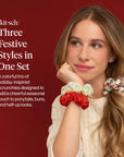 KITSCH Christmas 3 Piece Satin Scrunchies