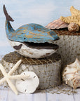 Large Blue Whale Wooden Sitter