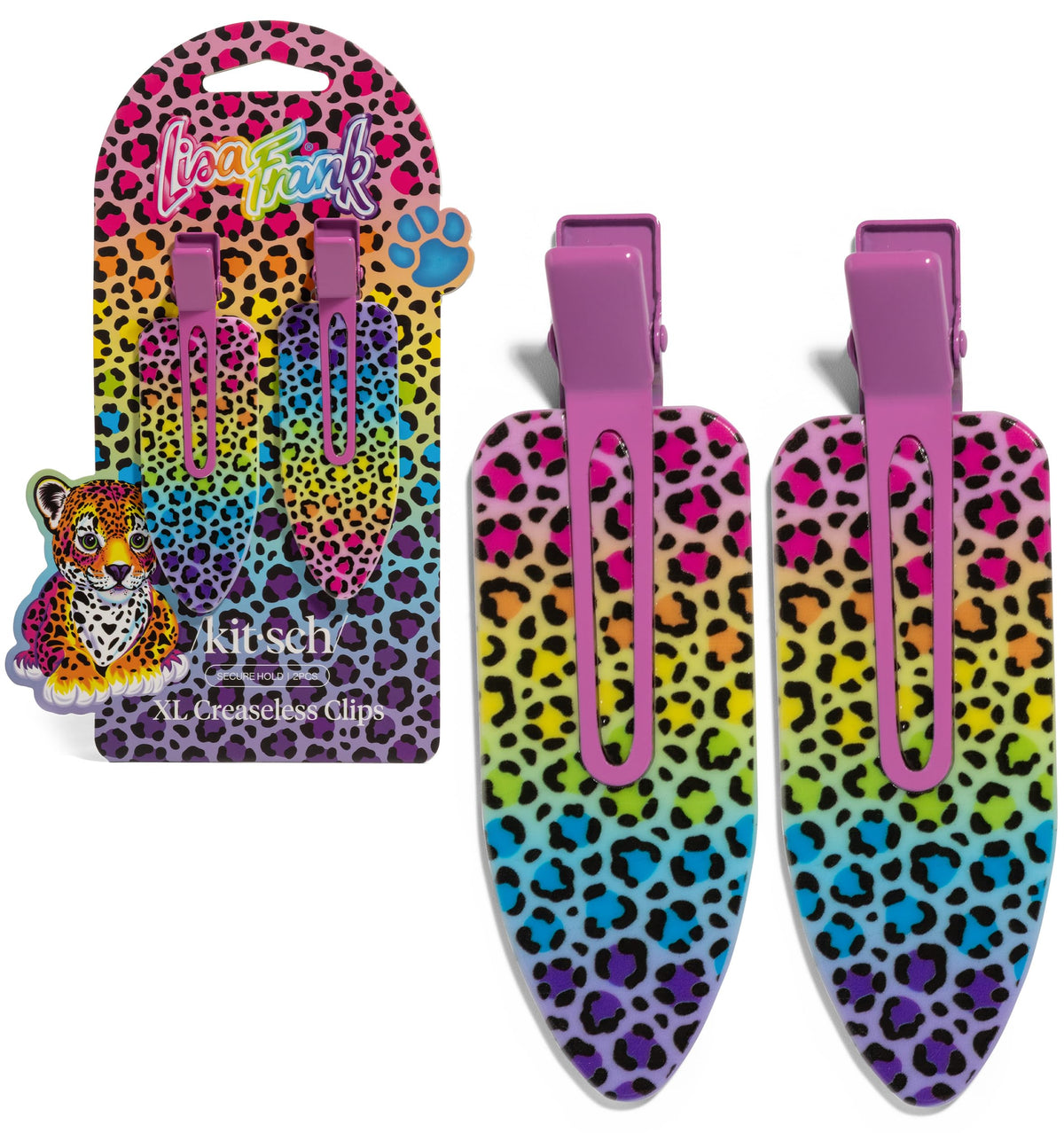 Lisa Frank X KITSCH Xl Rainbow Leopard Creaseless Clips