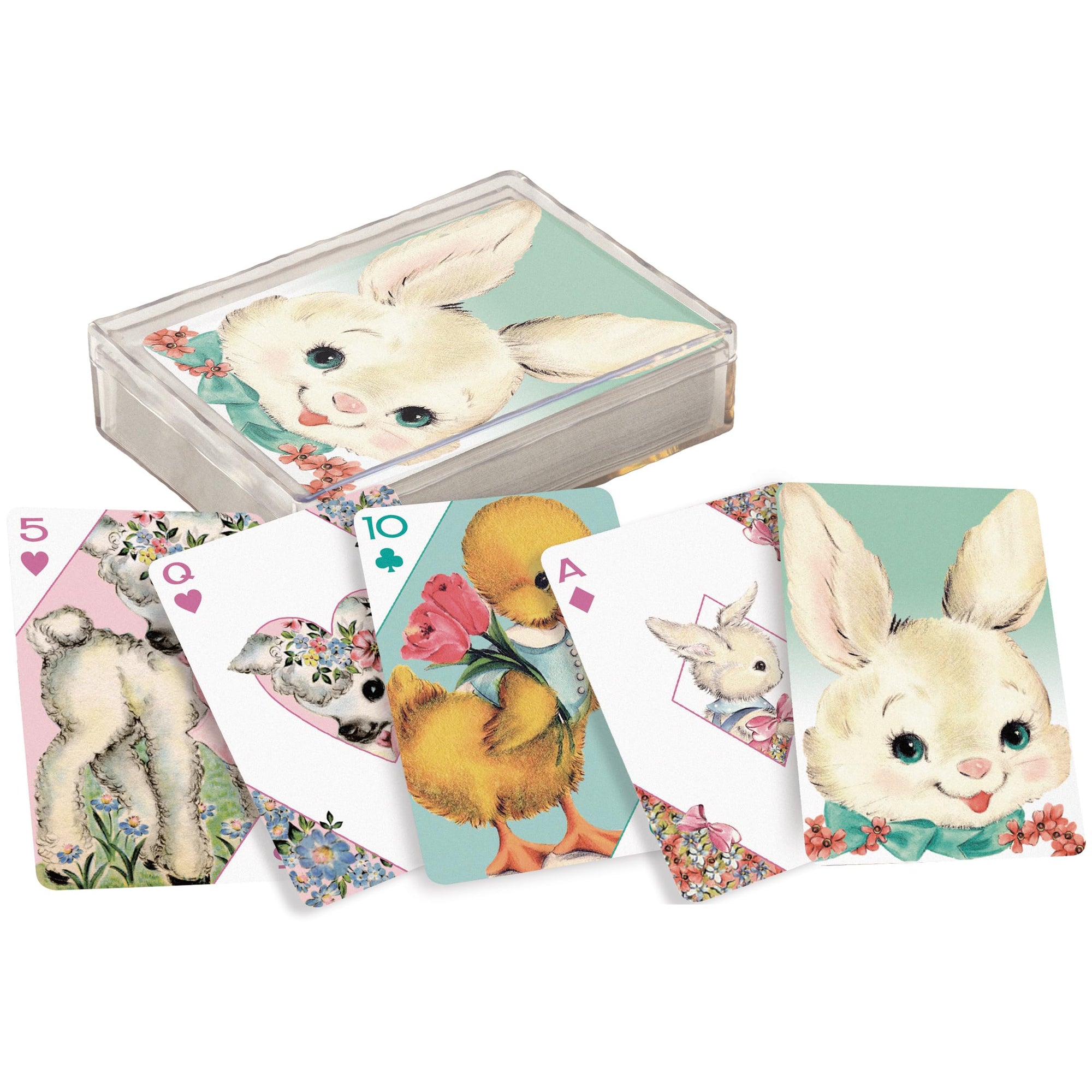 Retro Bunny Friends Playing Cards