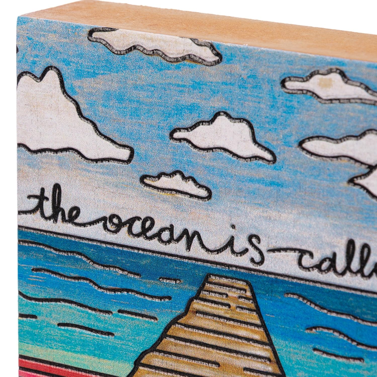 The Ocean Is Calling Block Sign