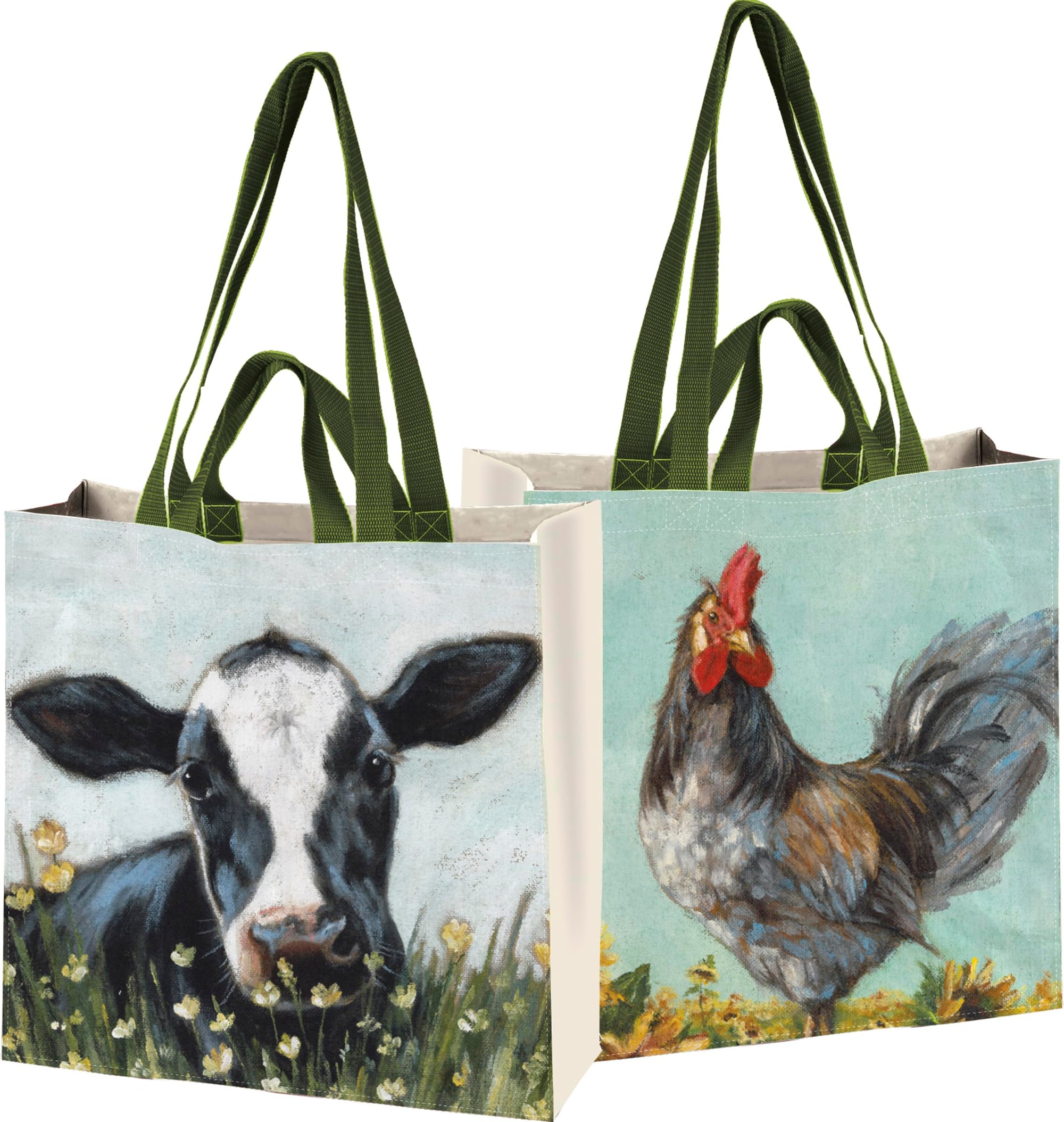Rooster And Cow Market Tote Shopping Bag