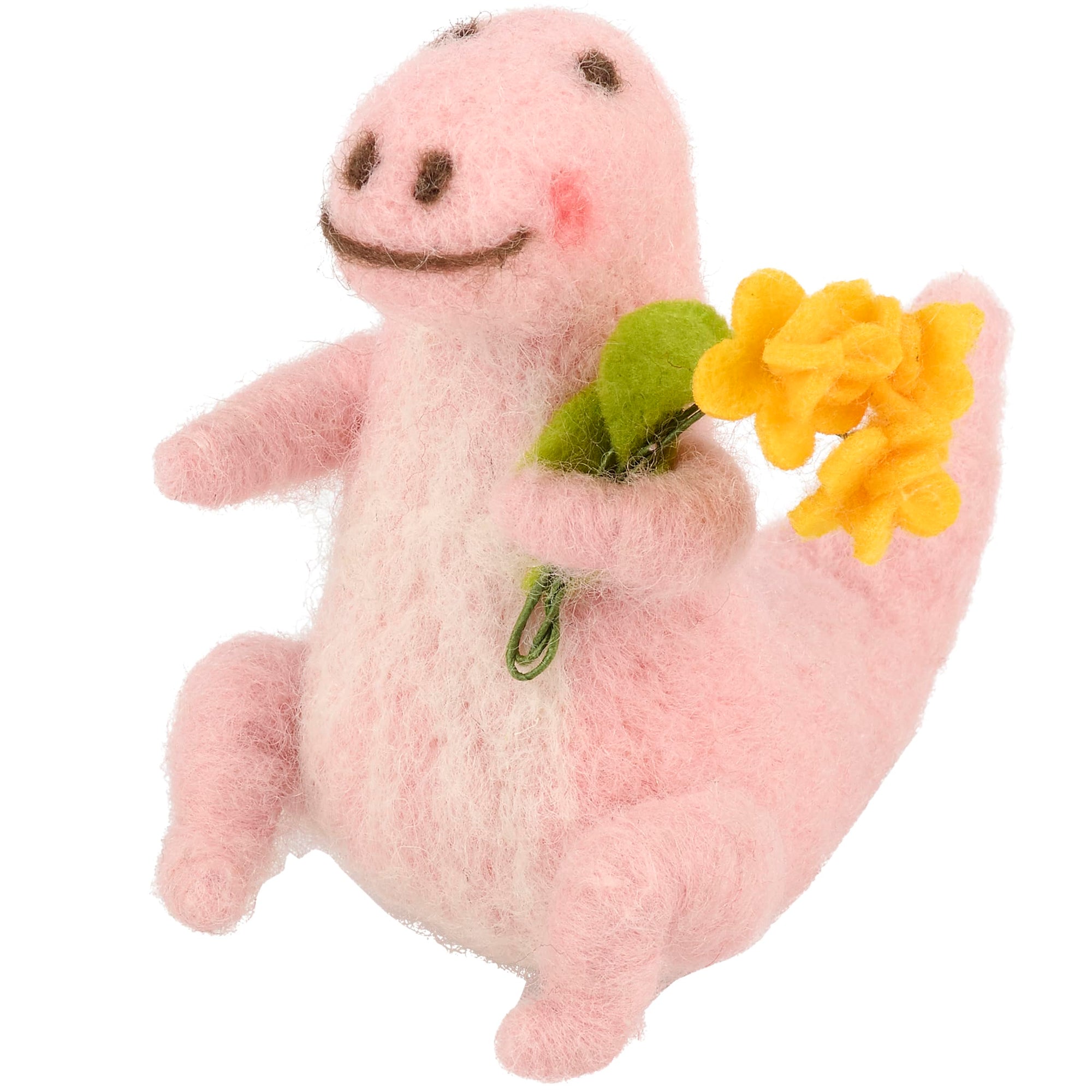 Pink Dino With Flowers Critter Ornament