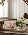 Adoring Piglet With Floral Wreath Decor