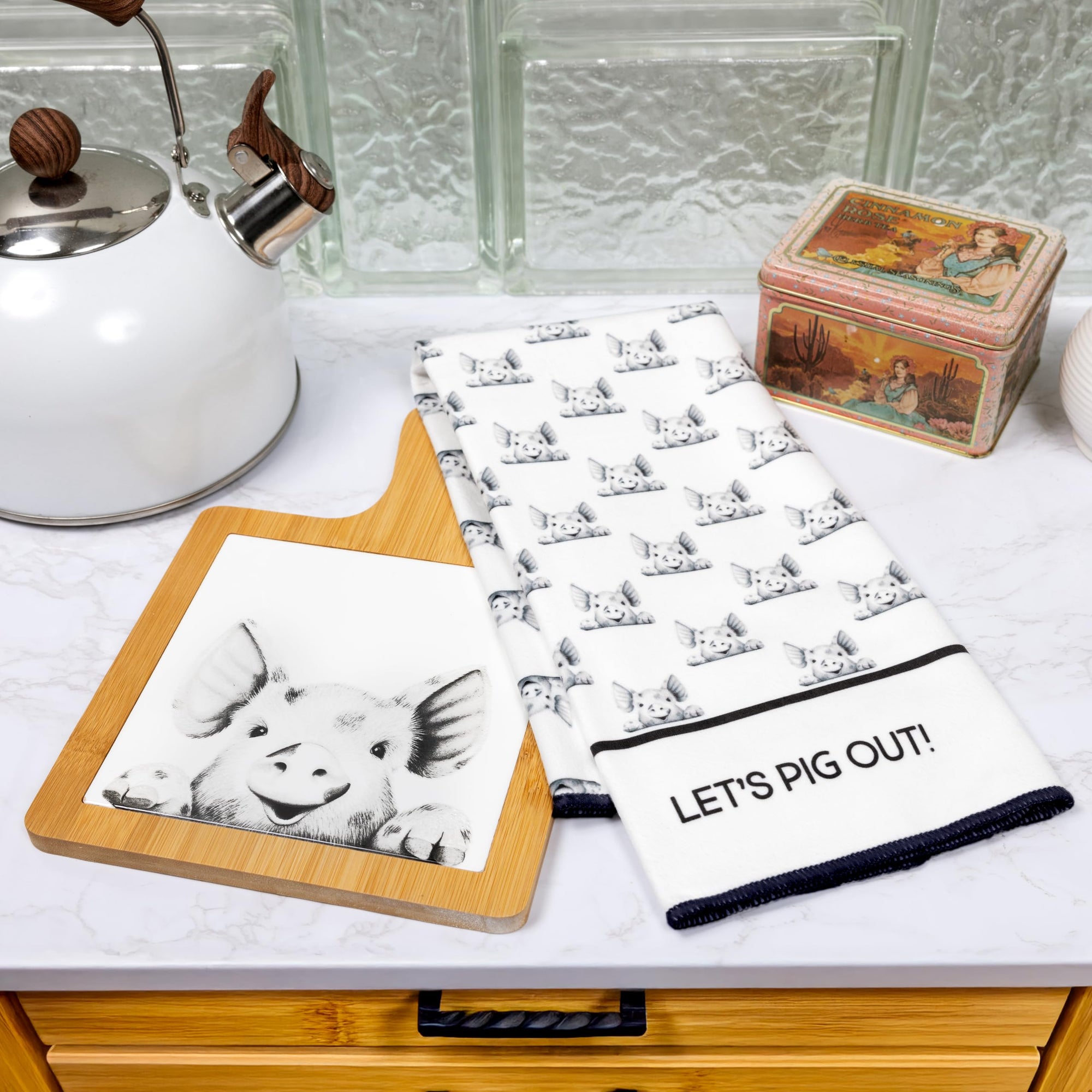 Let's Pig Out Kitchen Towel