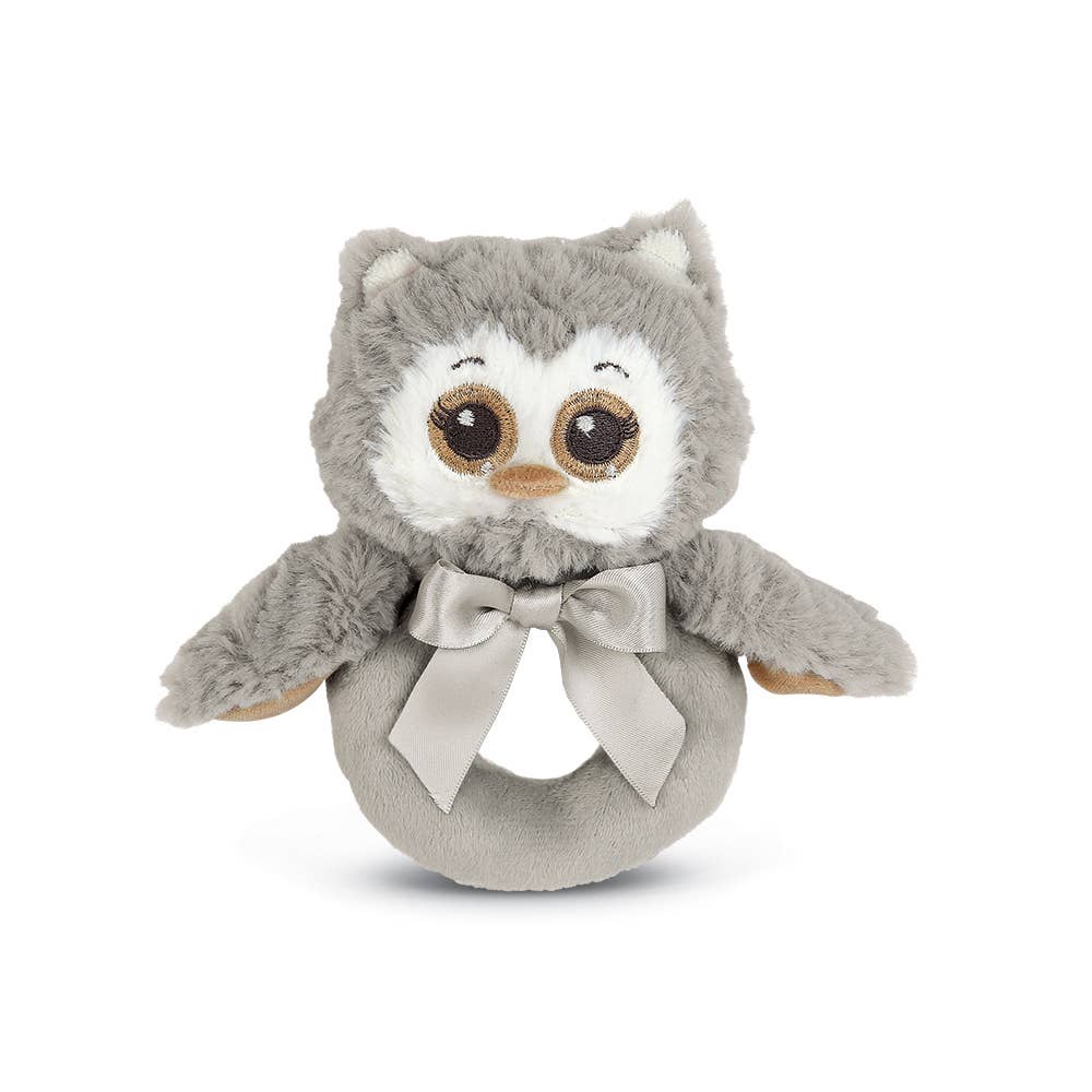 Lil&#39; Owlie Gray Owl Ring Rattle